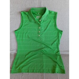 Nike Golf Women's Large Green DriFit Tour Performance Stripes Sleeveless Polo